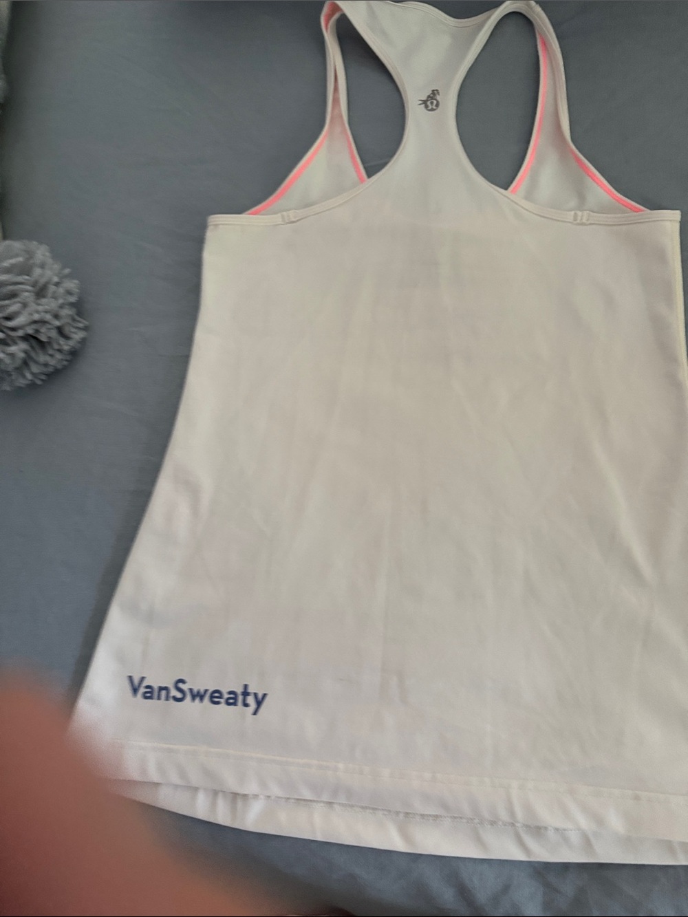 Lululemon SeaWheeze 1/2 Marathon Pale Pink Racerback Tank with Neon Coral Trim - Picture 3 of 5